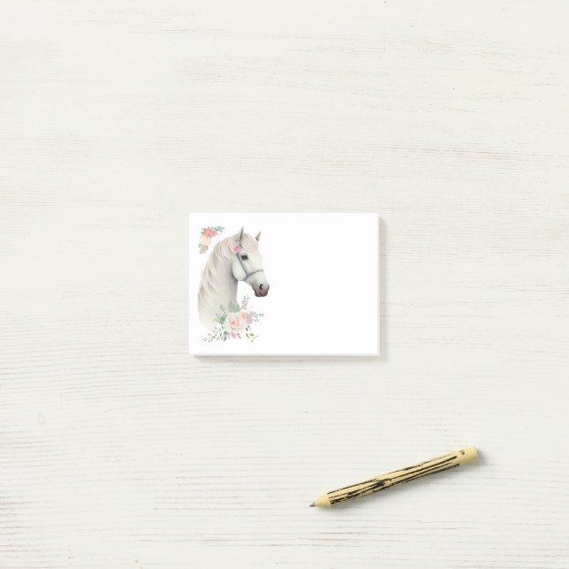 Notas Post-it® Elegante Boho Floral de caballos blancos (Escritorio)