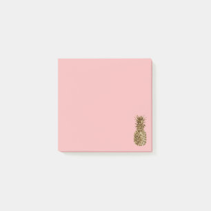 Notas Post-it® Elegante bonito de oro giratorio y piña rosa past