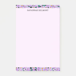 Notas Post-it® Elegante borde floral morado personalizado