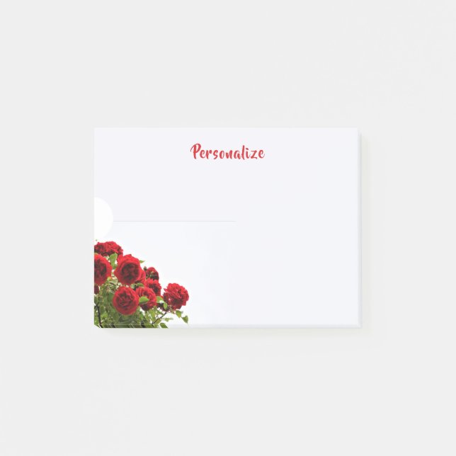 Notas Post-it® Elegante Bouquet Romántico Rojo Personalizado (Anverso)