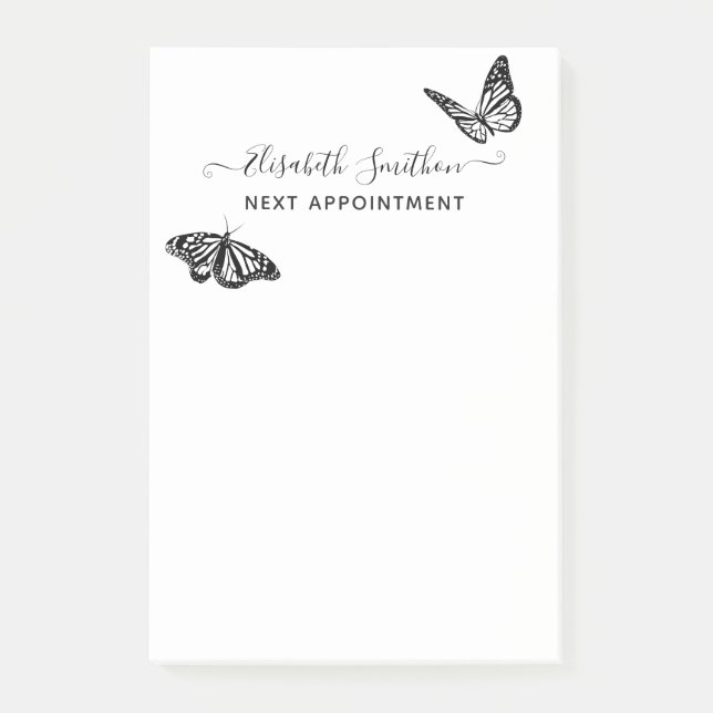 Notas Post-it® Elegante Butterflies Tarjeta de cita estética (Anverso)