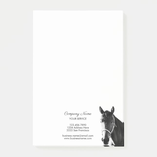 Notas Post-it® Elegante Cabeza de Caballo BW Negocios Personaliza (Anverso)