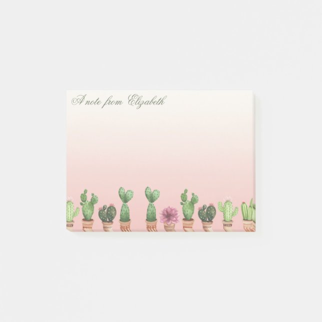 Notas Post-it® Elegante Cactus Girly (Anverso)