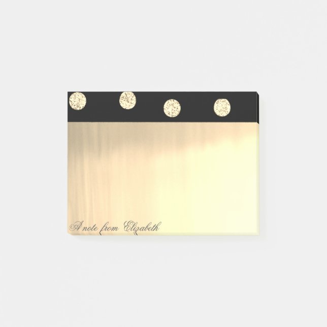 Notas Post-it® Elegante Chic Brillantes puntos dorados elegantes (Anverso)