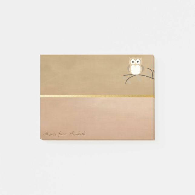 Notas Post-it® Elegante Chic  Búho Personalizado (Anverso)