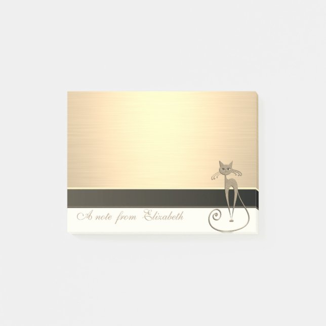 Notas Post-it® Elegante Chic  Femenina con Estilo, Gato de Oro Fa (Anverso)