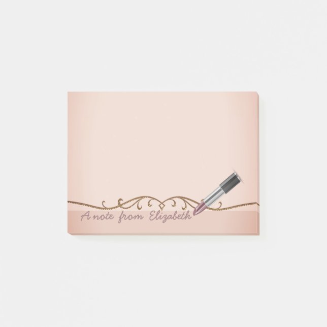 Notas Post-it® Elegante Chic  Femenino con Estilo , Pintalabios (Anverso)