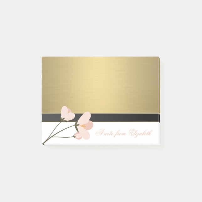 Notas Post-it® Elegante Chic Femenino ,Falso Oro,Rosa (Anverso)
