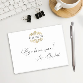 Notas Post-it® Elegante Chic Moderno Monograma Negro Oro