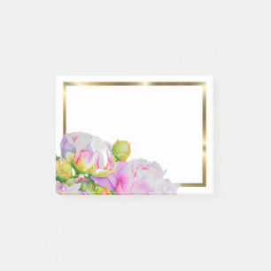 Notas Post-it® Elegante color de agua floral de peonia blanca ros