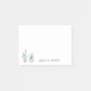 Notas Post-it® Elegante color de agua Pastel Cactus Suculento