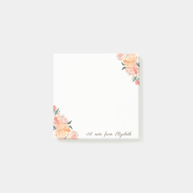 Notas Post-it® Elegante con Estilo, Femenina, Flores de Acuarela (Anverso)