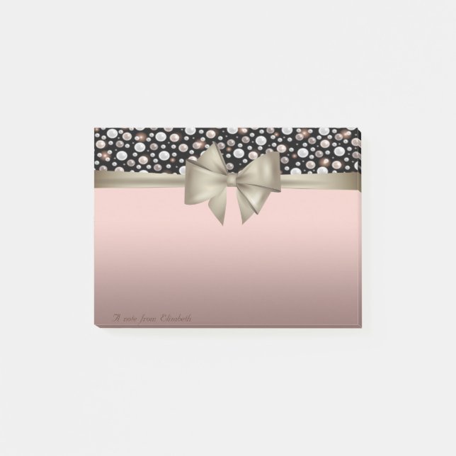 Notas Post-it® Elegante con lazo y lunares (Anverso)