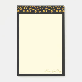Notas Post-it® Elegante confeti de marfil y dorado en marco negro