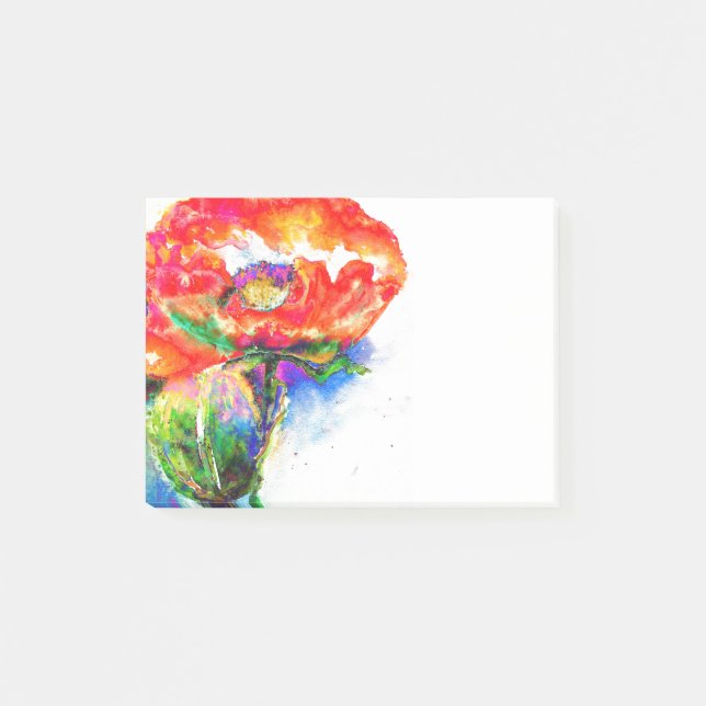 Notas Post-it® Elegante cuadro de acuarela floral rojo (Anverso)