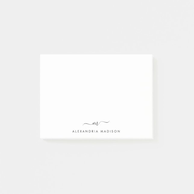 Notas Post-it® Elegante Cute Elegante Girly Script Monograma Offi (Anverso)
