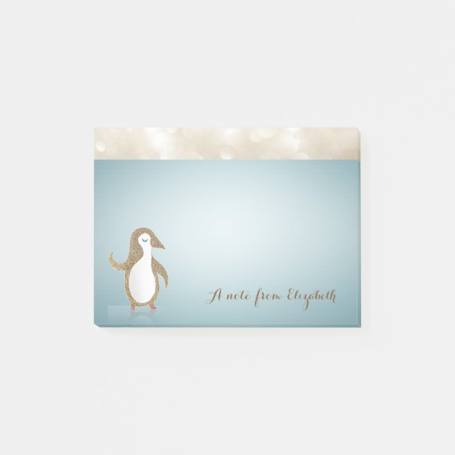 Notas Post-it® Elegante Cute Lovely Stylish ,Feliz Pingüino (Anverso)