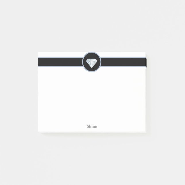Notas Post-it® Elegante diamante en negro y blanco (Anverso)