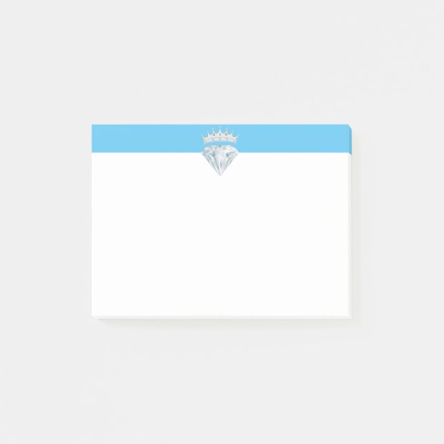 Notas Post-it® Elegante diamante y tiara sobre azul turquesa y bl (Anverso)