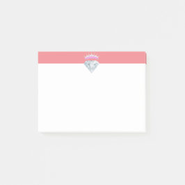 Notas Post-it® Elegante diamante y tiara sobre coral y blanco