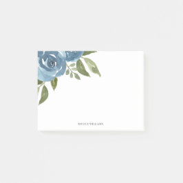 Notas Post-it® Elegante Dusty Blue Watercolor Floral Personalizad