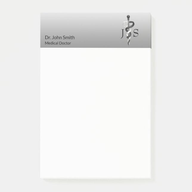 Notas Post-it® Elegante elegancia médica elegante negro blanco ál (Anverso)