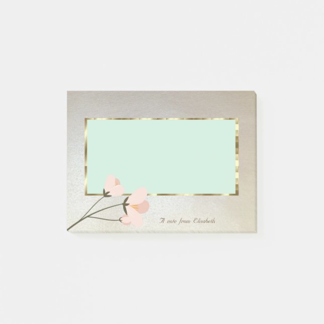 Notas Post-it® Elegante, Elegante,Marco,Flor (Anverso)