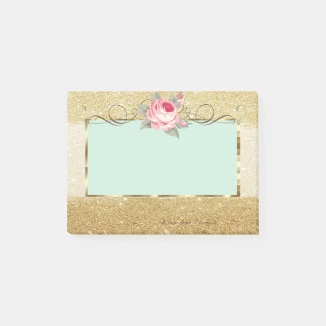 Notas Post-it® Elegante, elegante, marco, Rosa, Purpurinoso (Anverso)