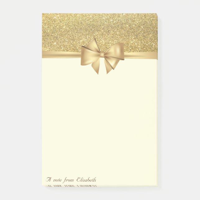 Notas Post-it® Elegante, elegante, suave, Purpurina dorado (Anverso)
