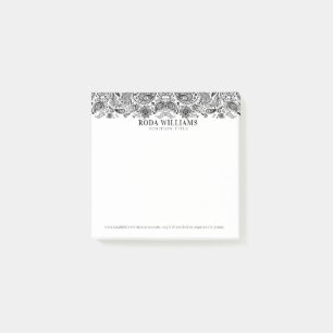 Notas Post-it® Elegante encaje negro ornamentado de paisajes flor