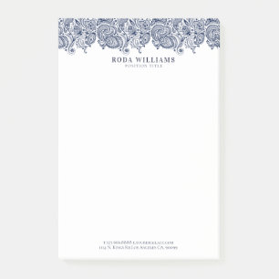Notas Post-it® Elegante encaje paisajístico floral azul marino
