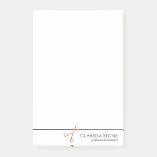 Notas Post-it® Elegante estilista moderno de tijeras rosa doradas