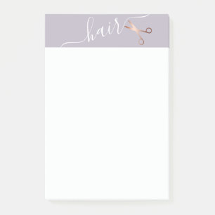 Notas Post-it® Elegante estilista moderno de tijeras rosa doradas