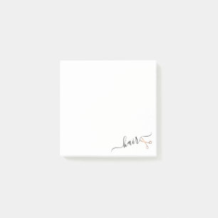 Notas Post-it® Elegante estilista moderno de tijeras rosa doradas