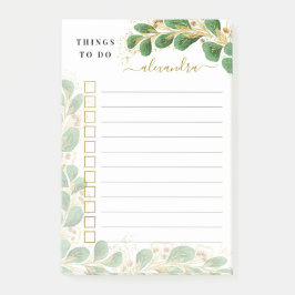 Notas Post-it® Elegante Eucalyptus Monogramado Llenó Cosas Que Ha