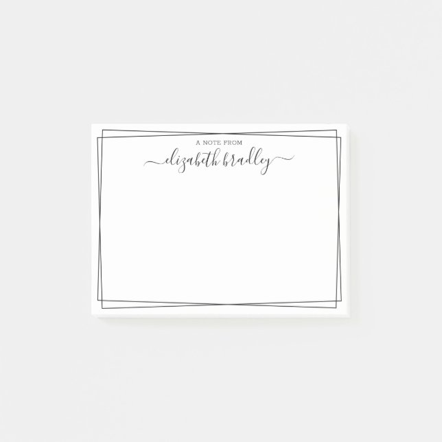 Notas Post-it® Elegante firma de monograma femenino negro y blanc (Anverso)