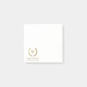 NOTAS POST-IT® ELEGANTE FLORAL DE ORO LAUREL WREATER MONOGRAM INI