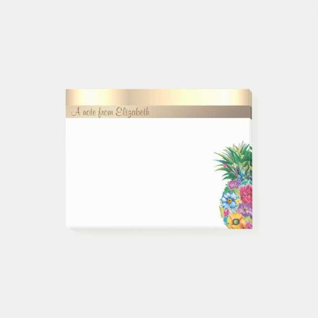 Notas Post-it® Elegante Floral Moderno de Piña - Personalizado (Anverso)