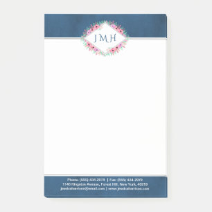 Notas Post-it® Elegante Floral & Naval Personal O Negocios
