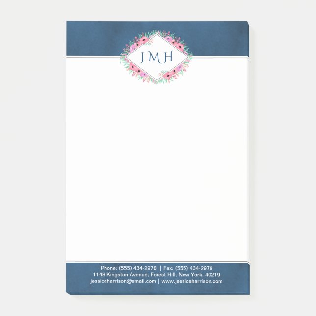 Notas Post-it® Elegante Floral & Naval Personal O Negocios (Anverso)