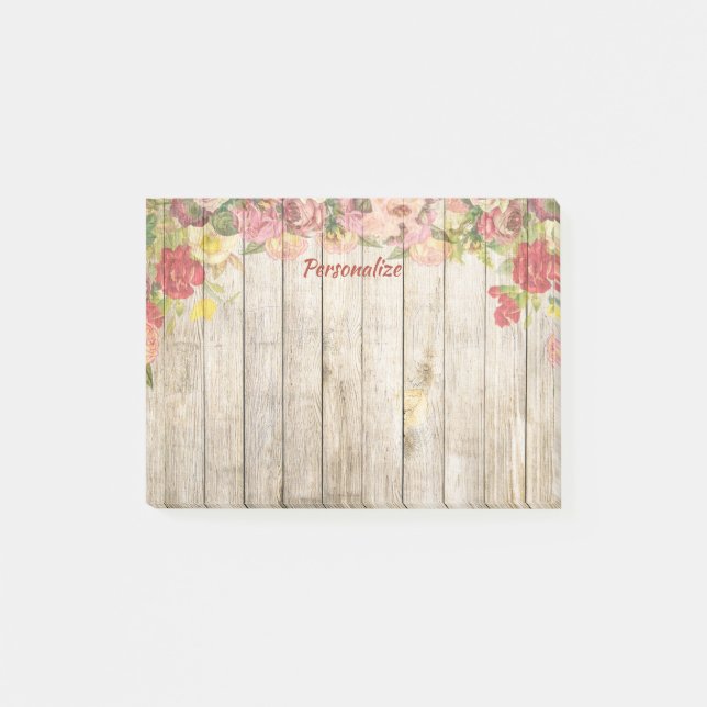 Notas Post-it® Elegante Flower Garden Wood Fence Personaliza (Anverso)