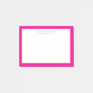 Notas Post-it® Elegante Frontera Girly Magenta Gold Personalizada