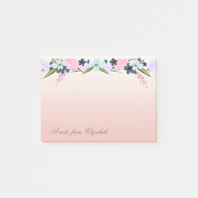 Notas Post-it® Elegante Girly Elegante, Flores acuáticas (Anverso)