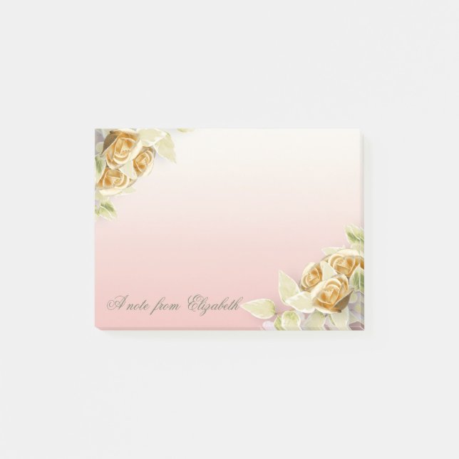 Notas Post-it® Elegante Girly Elegante, Rosas Faux Gold (Anverso)