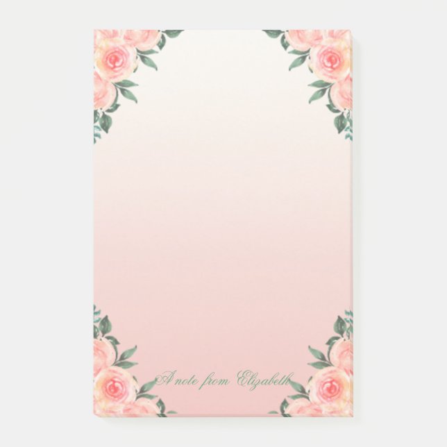 Notas Post-it® Elegante Girly elegante, Rosas Floral (Anverso)