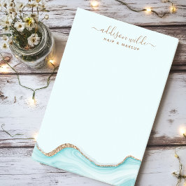Notas Post-it® Elegante Glitter Dorado Mármol Ágata Moderno Chic