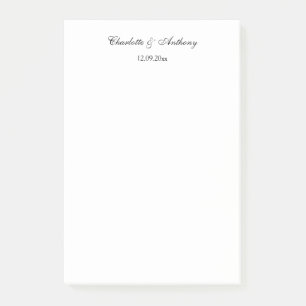 Notas Post-it® Elegante guión boda blanco negro creativo