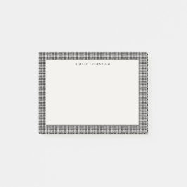 Notas Post-it® Elegante Houndstooth Monograma Negro y Marfil