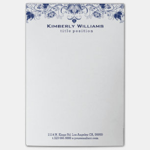 Notas Post-it® Elegante Lace Floral Blanco Y Navy-Azul