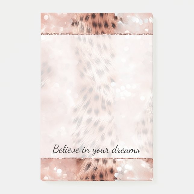 Notas Post-it® Elegante Leopardo de oro rosa de Girona Glitz (Anverso)